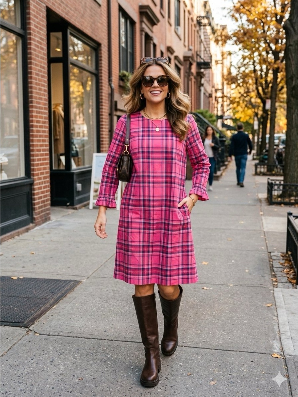 NWT Draper James Jessie Shift Dress Pink Tartan Plaid Holiday Fall Small S